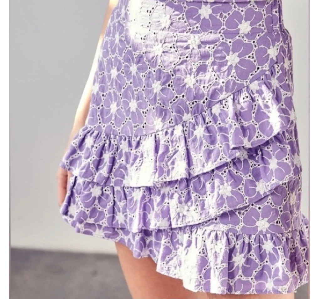 Do + Be Purple Eyelet Skirt