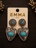 Silver heart w/ turquoise stone earrings