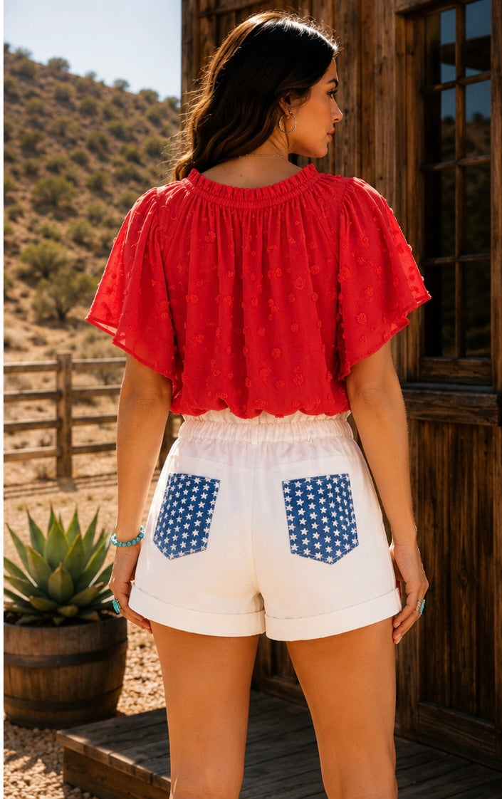 Fantastic Fawn Blue & White Sequin Stars Shorts