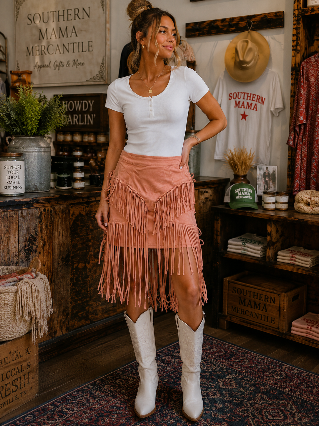 Peach Love Mauve Fringe Skirt