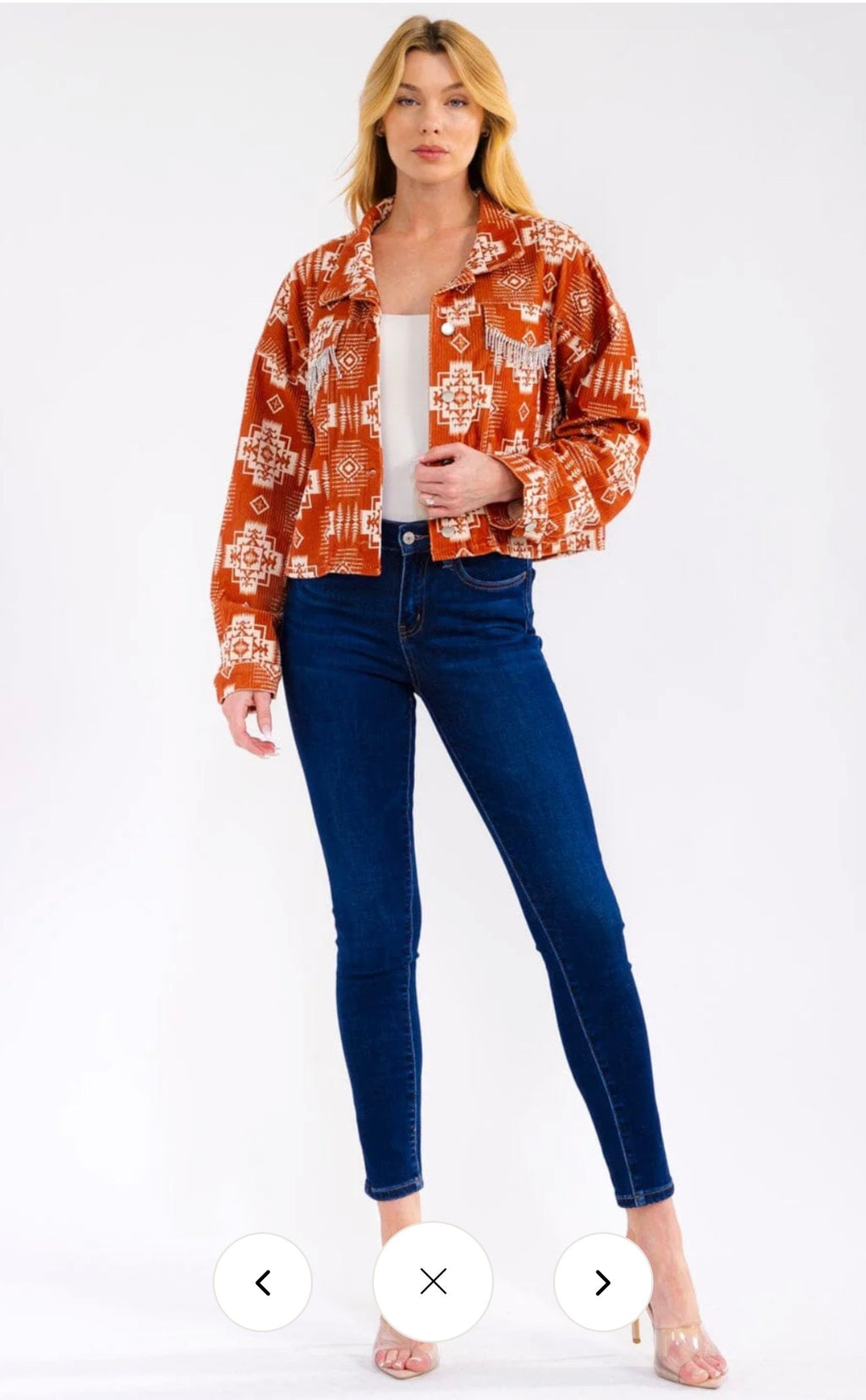 Savanna Jane Aztec Button Closure Shacket (Rust)