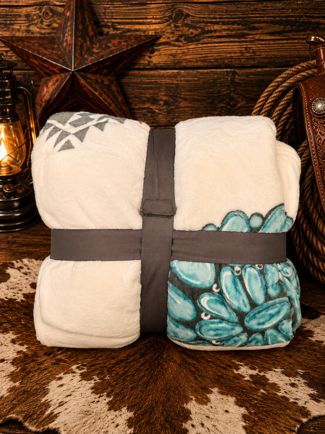 Mia Concho Print Soft Fleece Throw Blanket Queen size