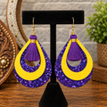 Gold and purple glitter earrings