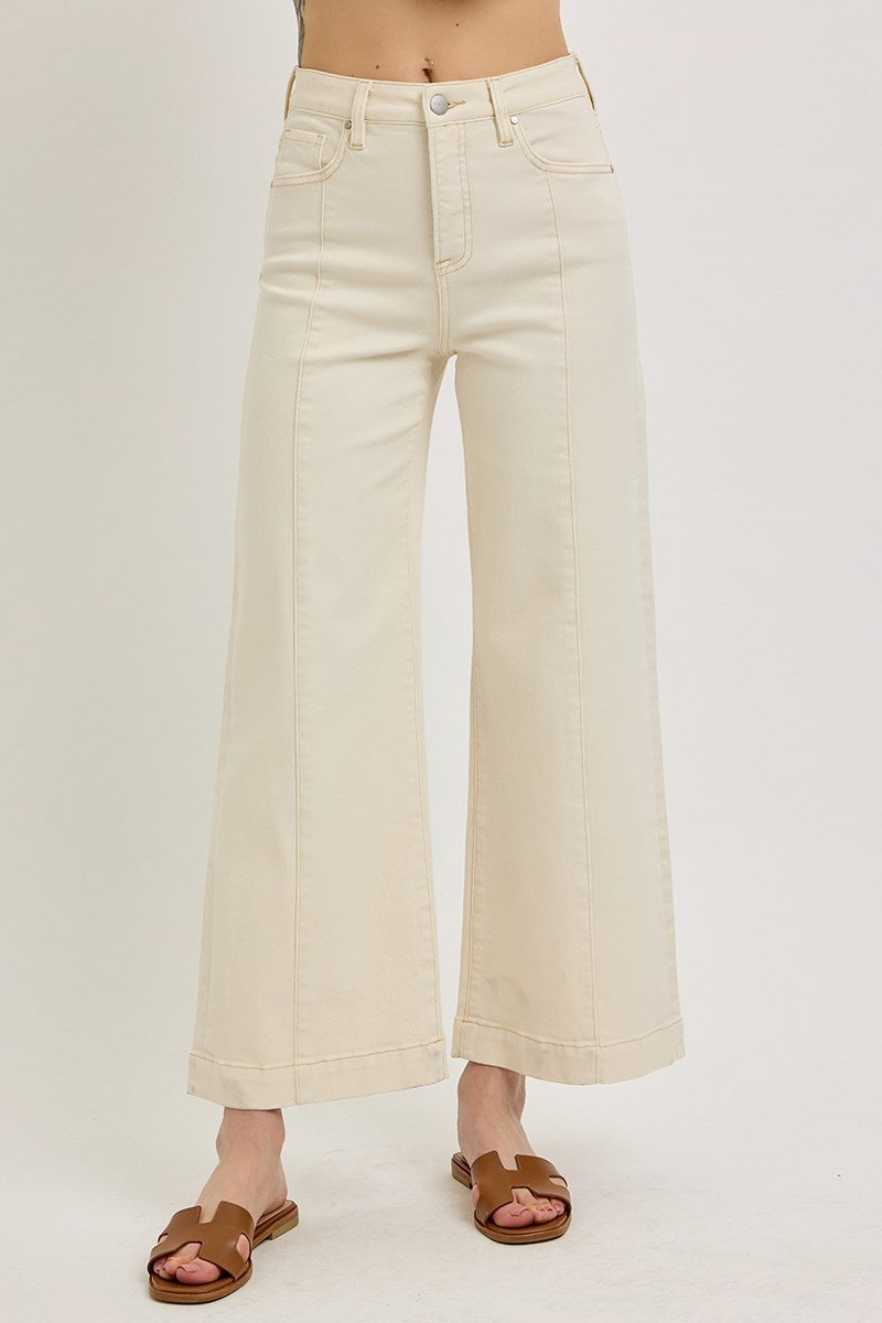 RISEN TUMMY CONTROL HIGH RISE CROP WIDE JEANS