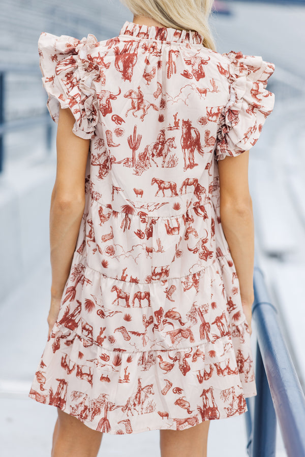 Fantastic Fawn Life Out West Light Brown Toile Dress