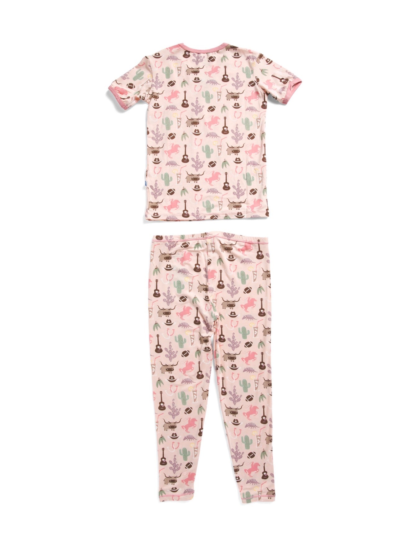 KicKee Kids 2-piece Rodeo Print Kimono Pajama Set Peach Blossom