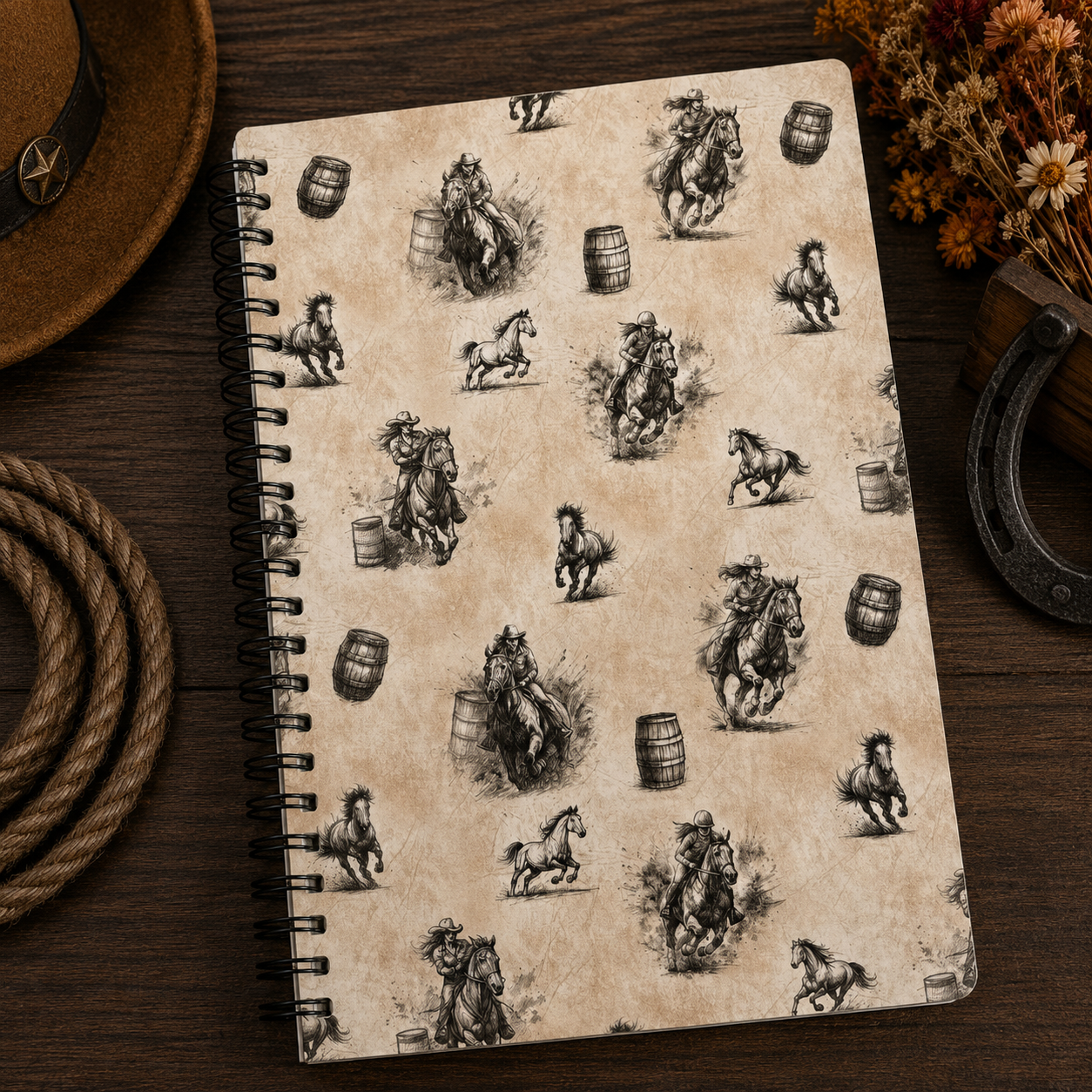 Western cowgirl lined 5x7 notebook