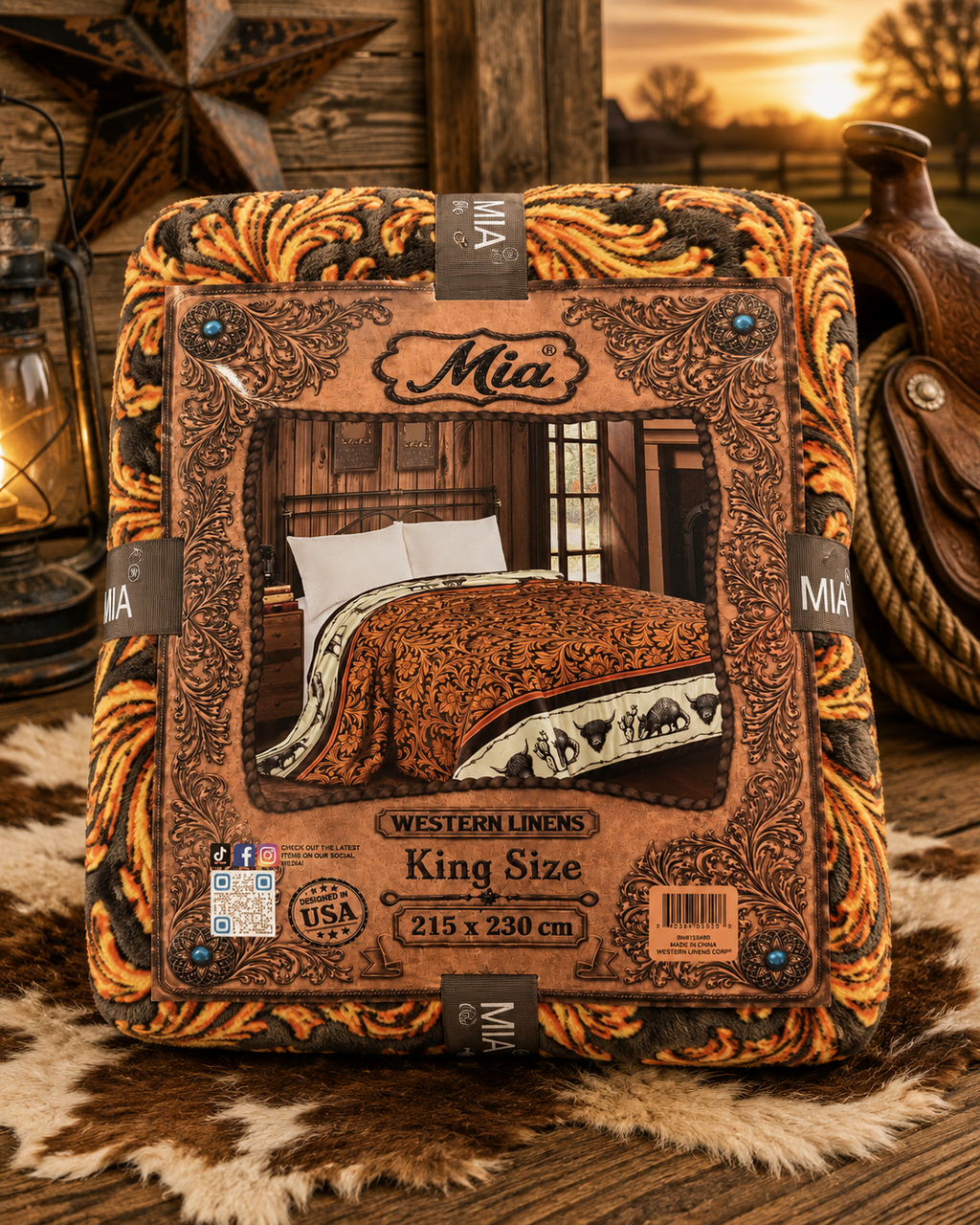 Mia orange tulle/barbwire blanket/comforter King Size