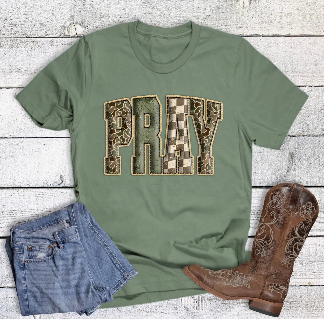 PRAY camo t shirt