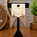 Gold rhinestone heart earrings