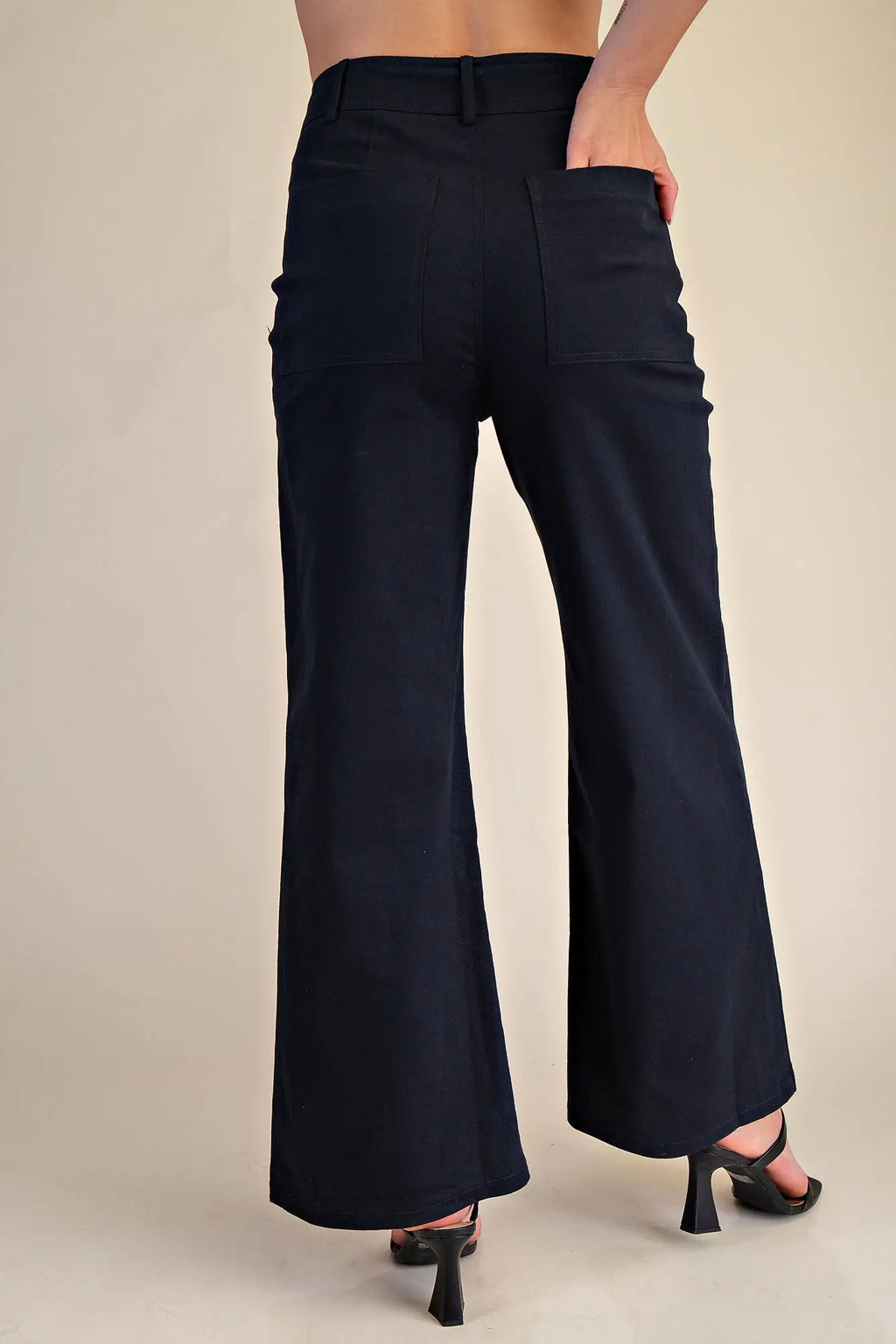 Glam High-Waist Straight Pants Navy