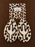 Cactus cow print earrings