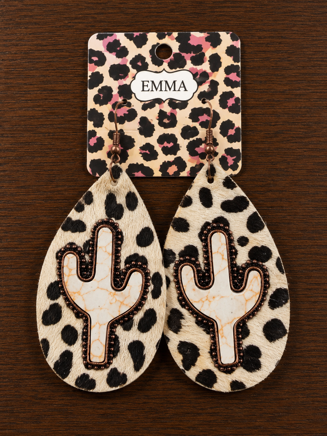 Cactus cow print earrings