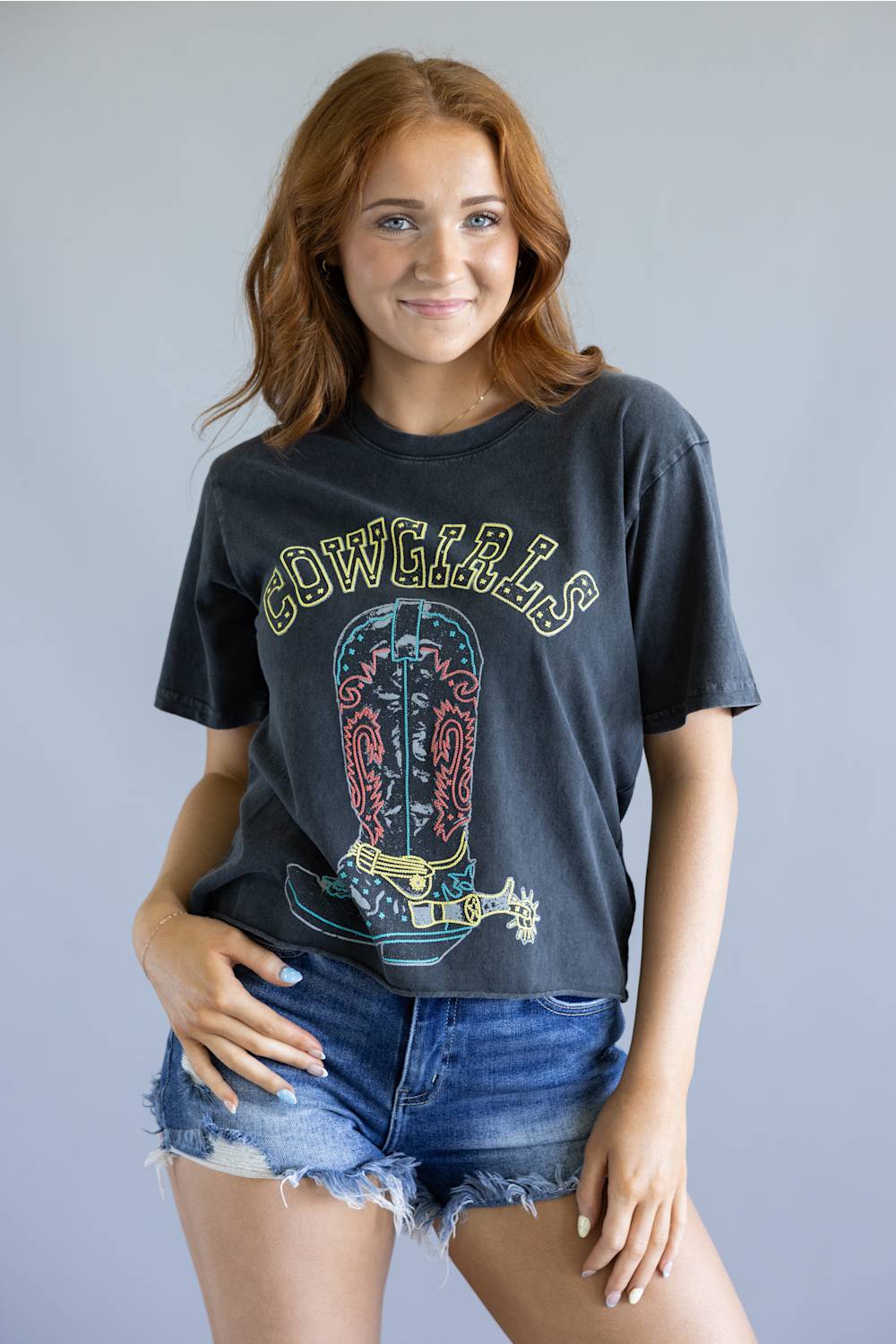 Zutter Grey Cowgirls Crop Top