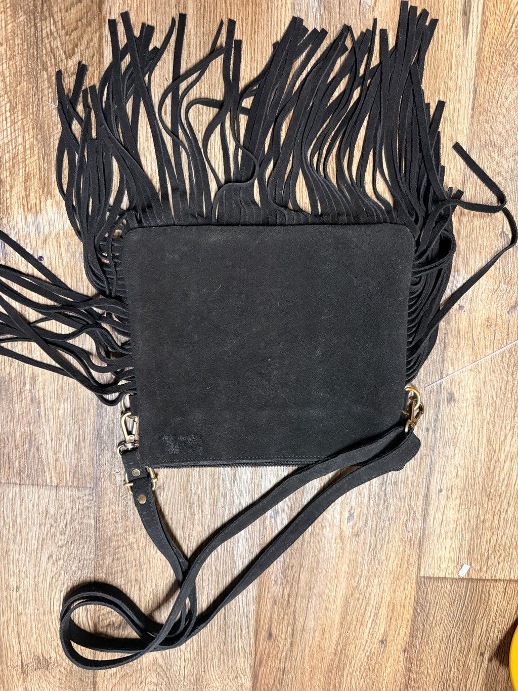 Genuine Leather and Cowhide Crossbody Bag with fringe - checkered