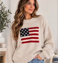 Zenana Cream American Flag Sweater