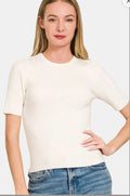 Zenana Short Sleeve Viscose Top Ivory