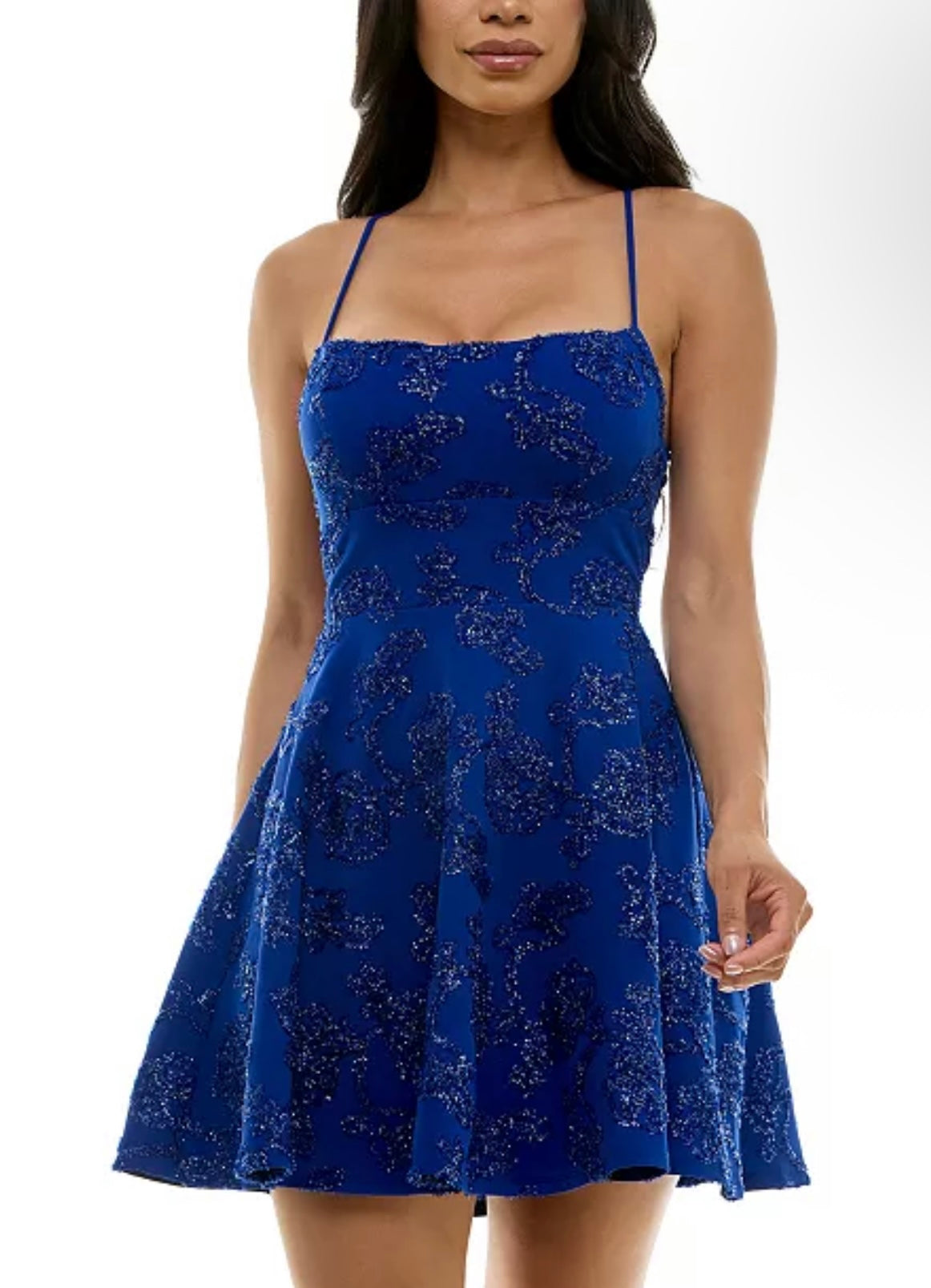 Emerald Sundae Juniors' Textured Square-Neck Sleeveless Fit & Flare Dress