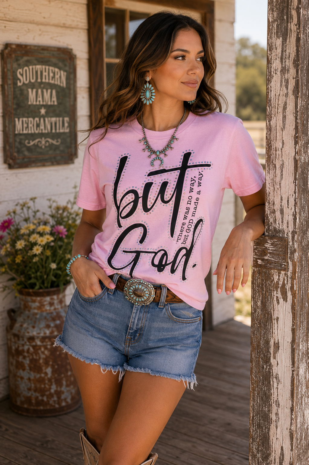 But God Rhinestone T-shirt