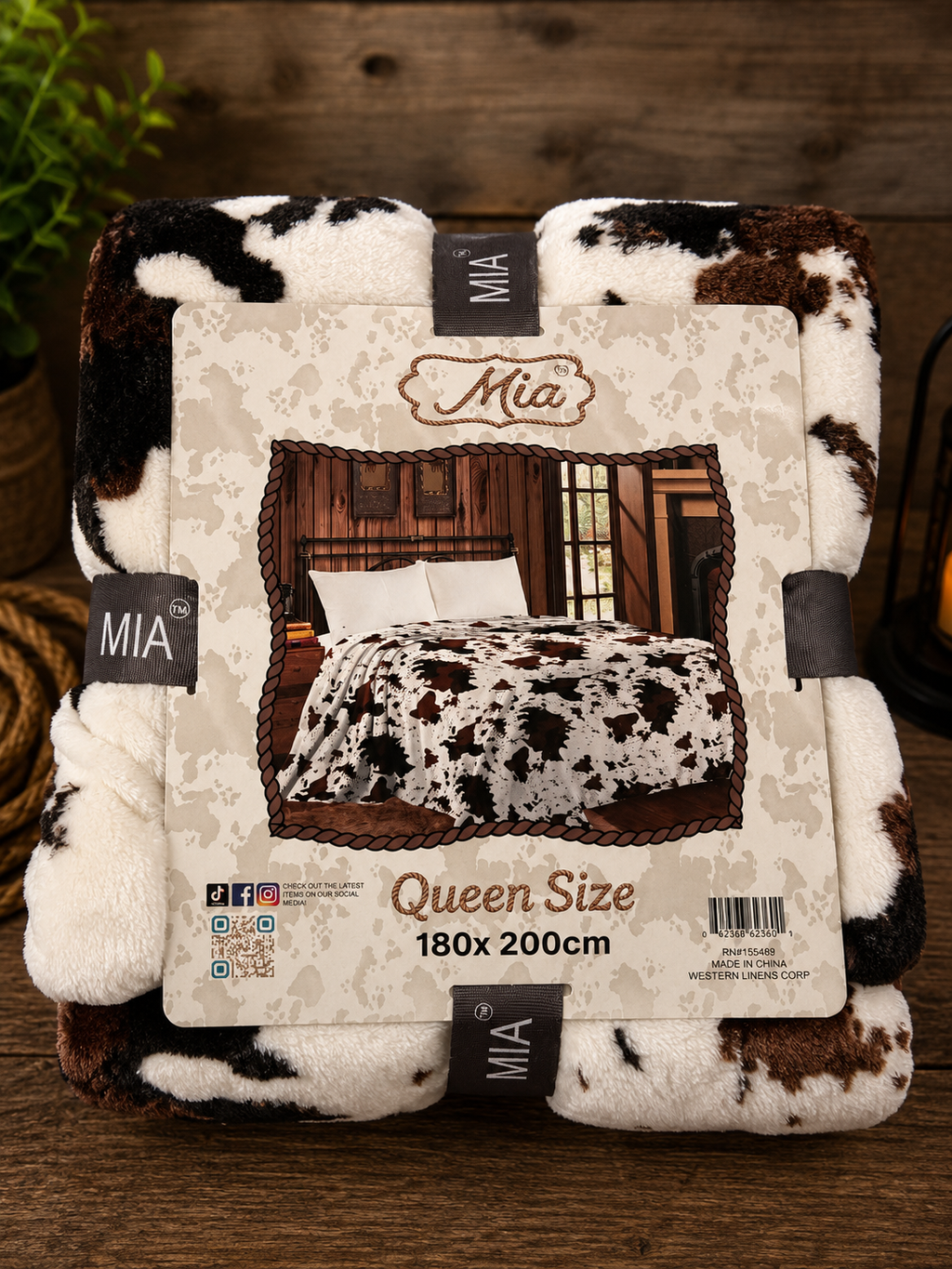 Mia cow print Fleece blanket/comforter Queen Size