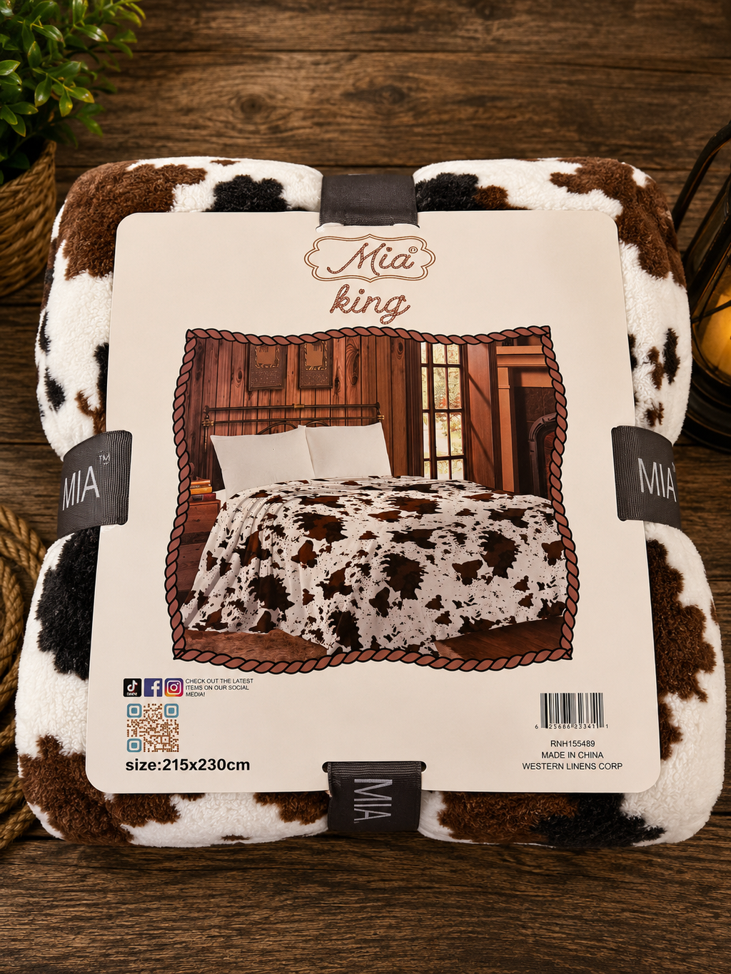 Mia cow print Fleece blanket/comforter King Size