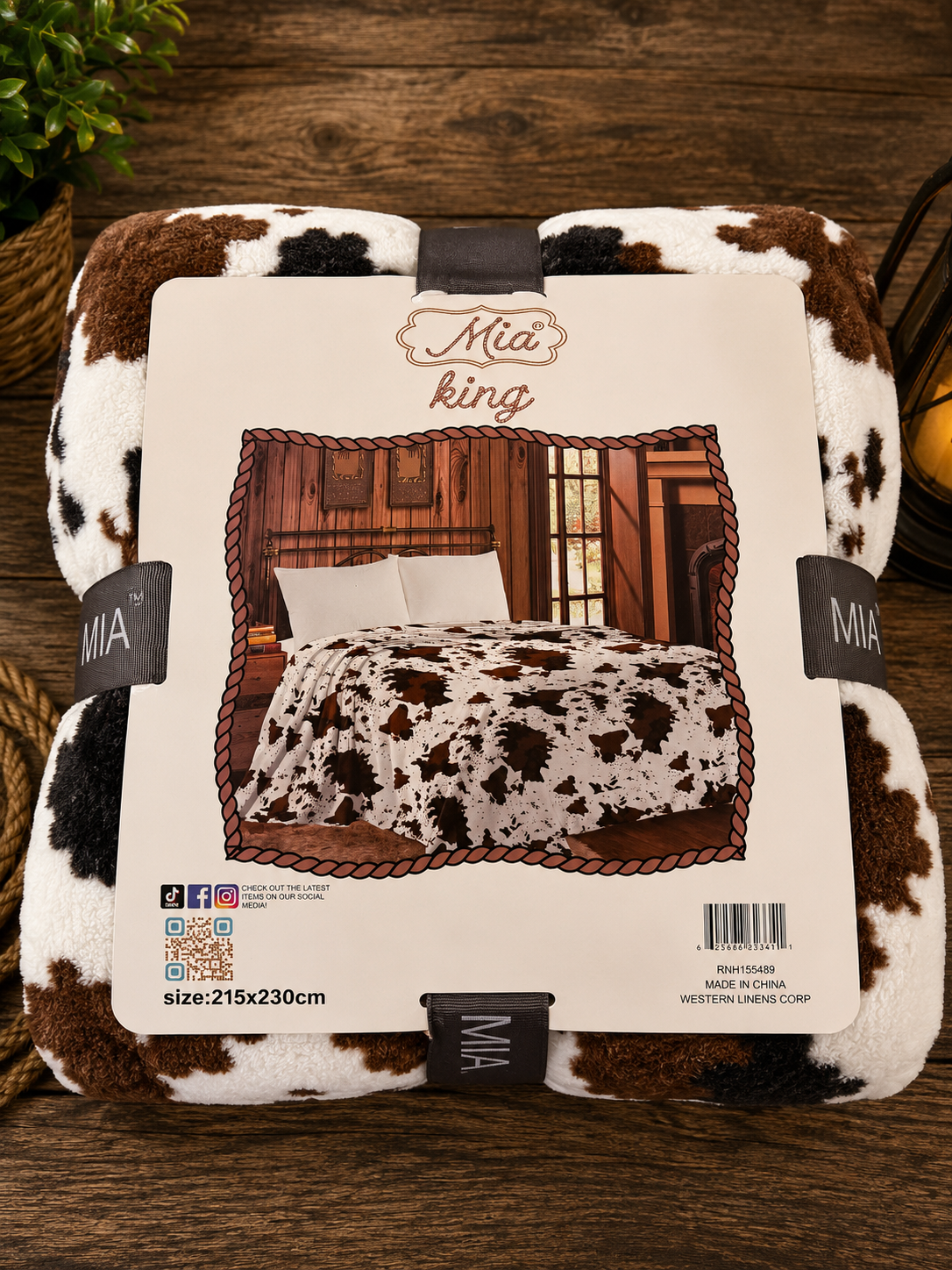 Mia cow print Fleece blanket/comforter King Size