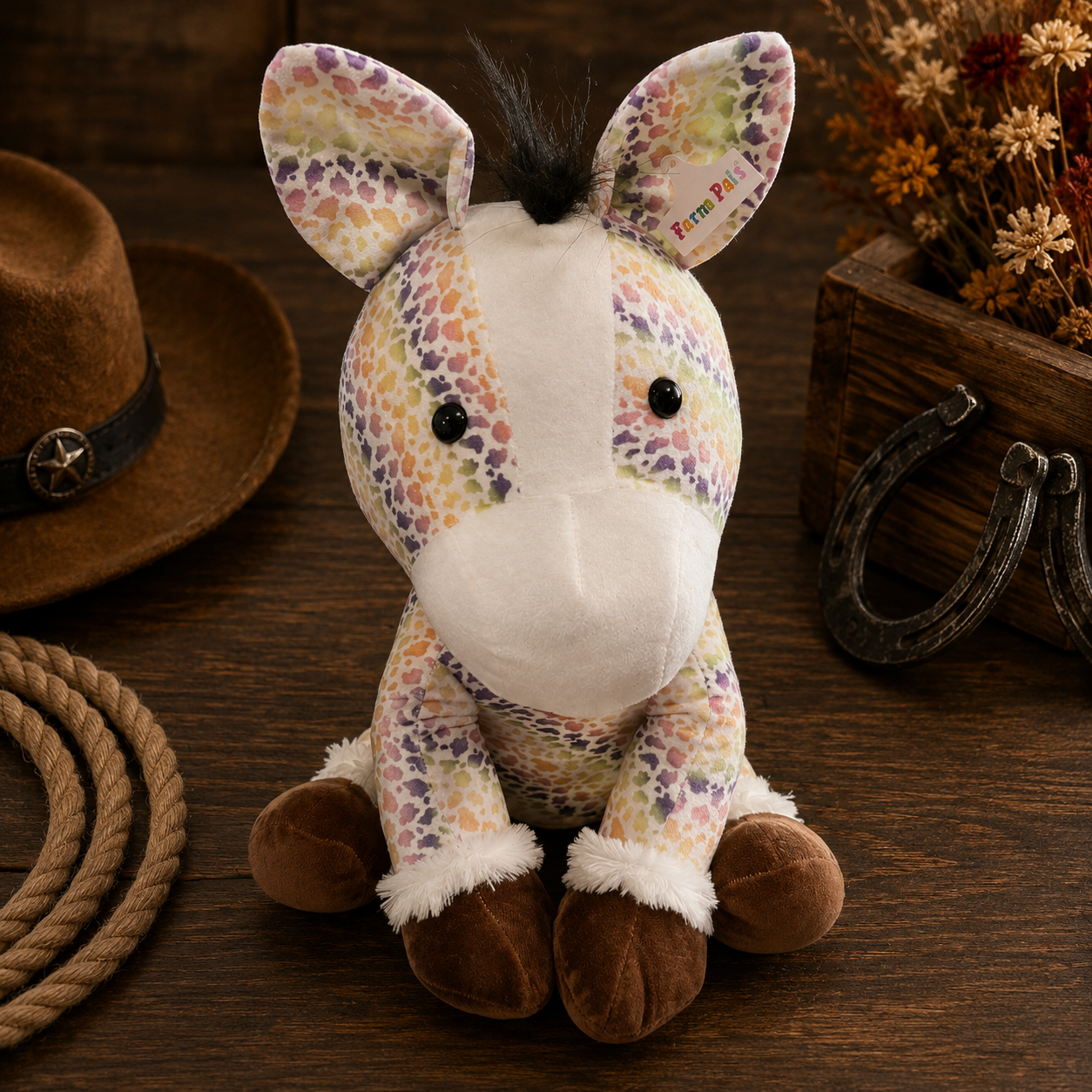 Farm Pals Donkey Rainbow leopard print (large)