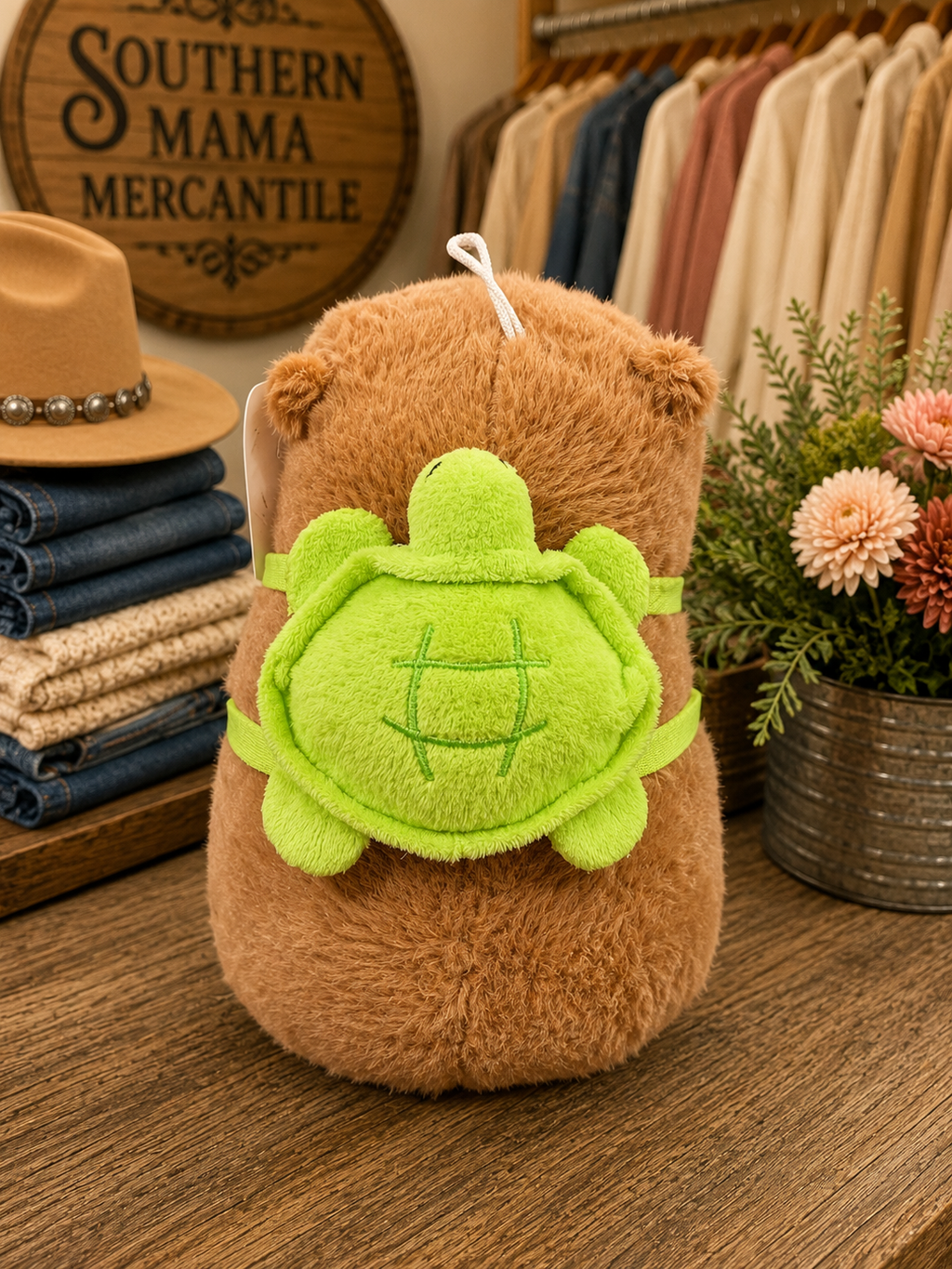 Capybara Soft Plush animal with removable turtle backpack (small)