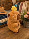 Capybara Soft Plush animal with vibrating pull string bee (small)