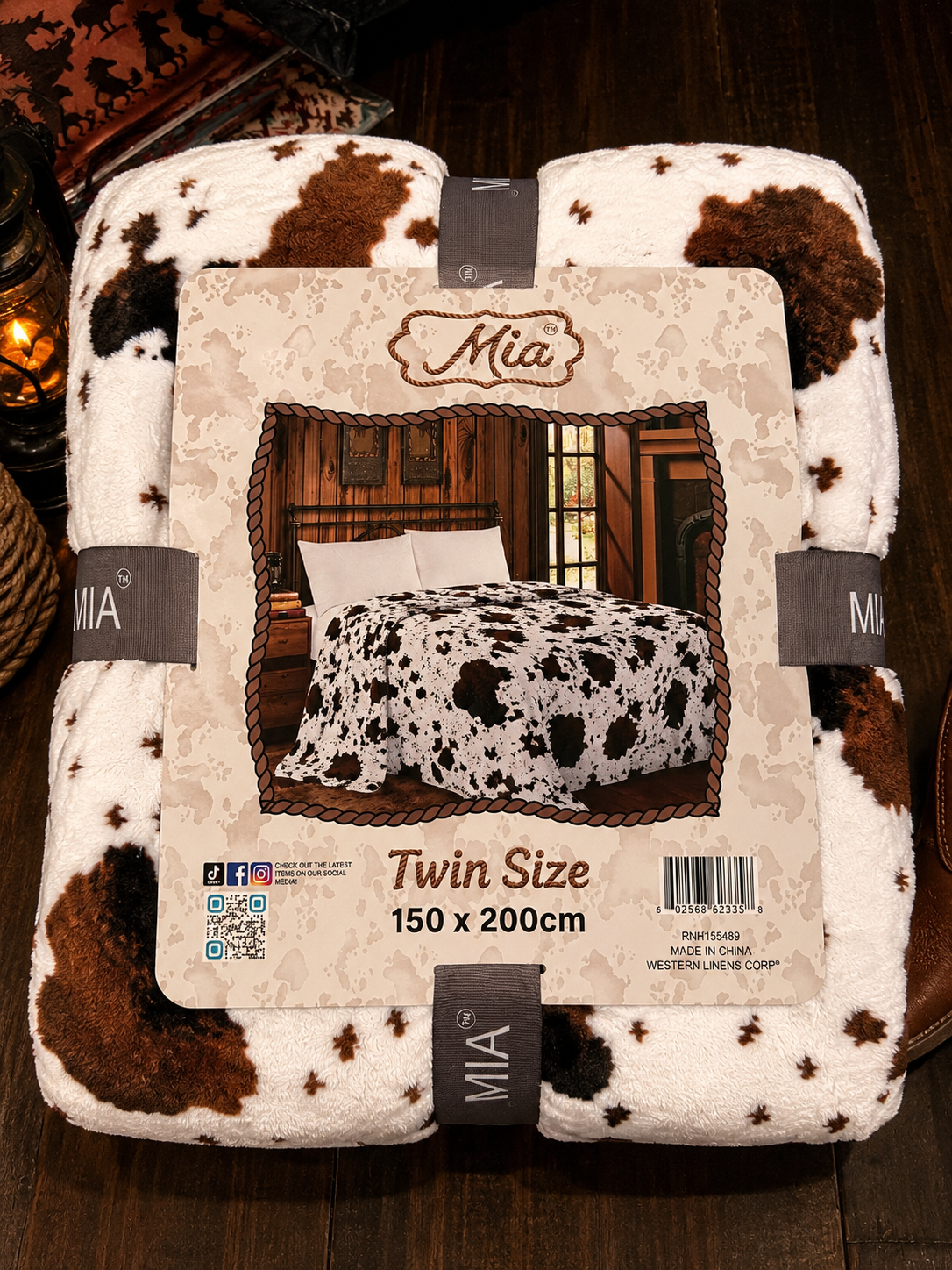 Mia cow print Fleece blanket/comforter Twin Size