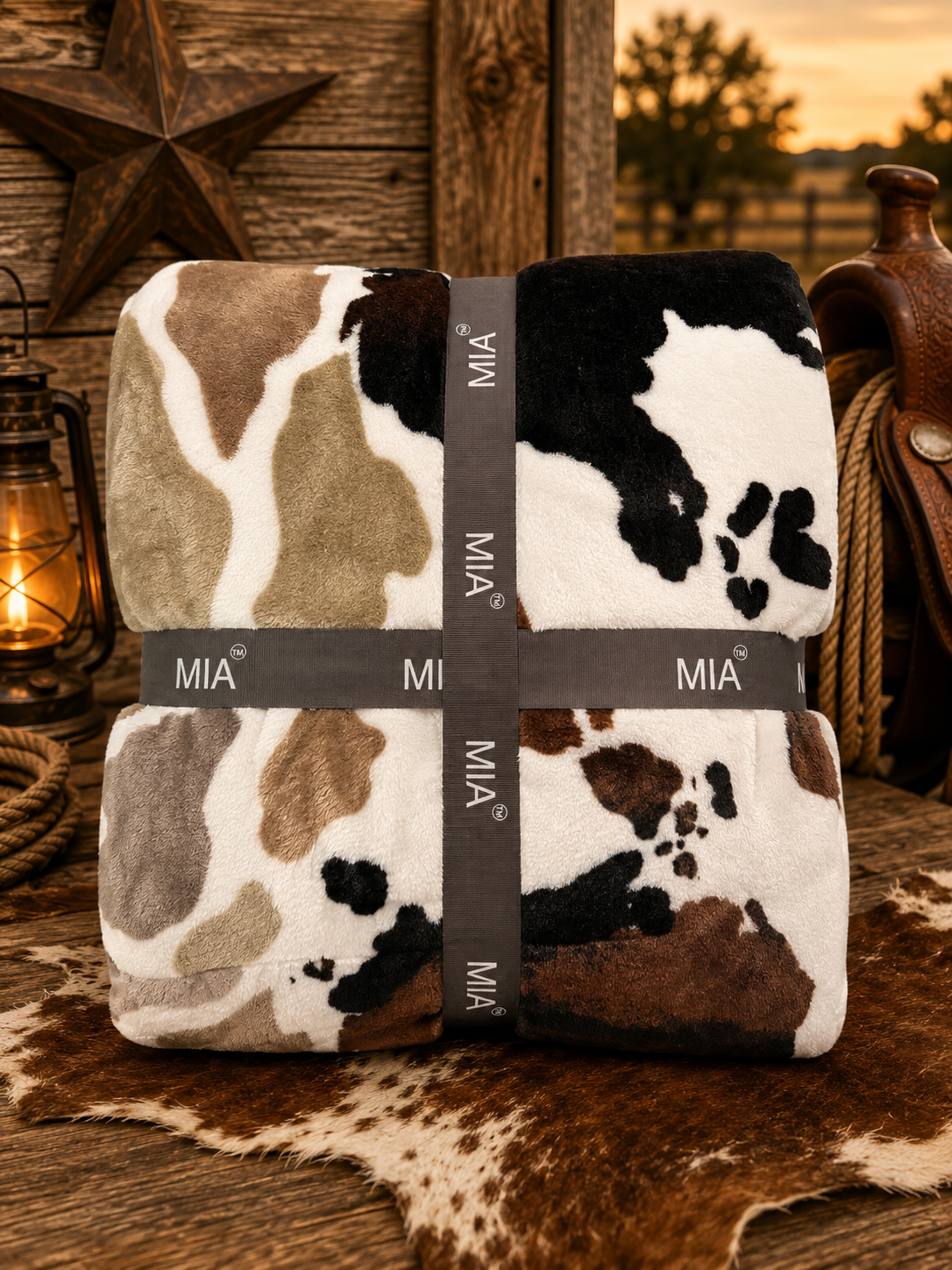 Mia camo/cow print blanket/comforter King Size