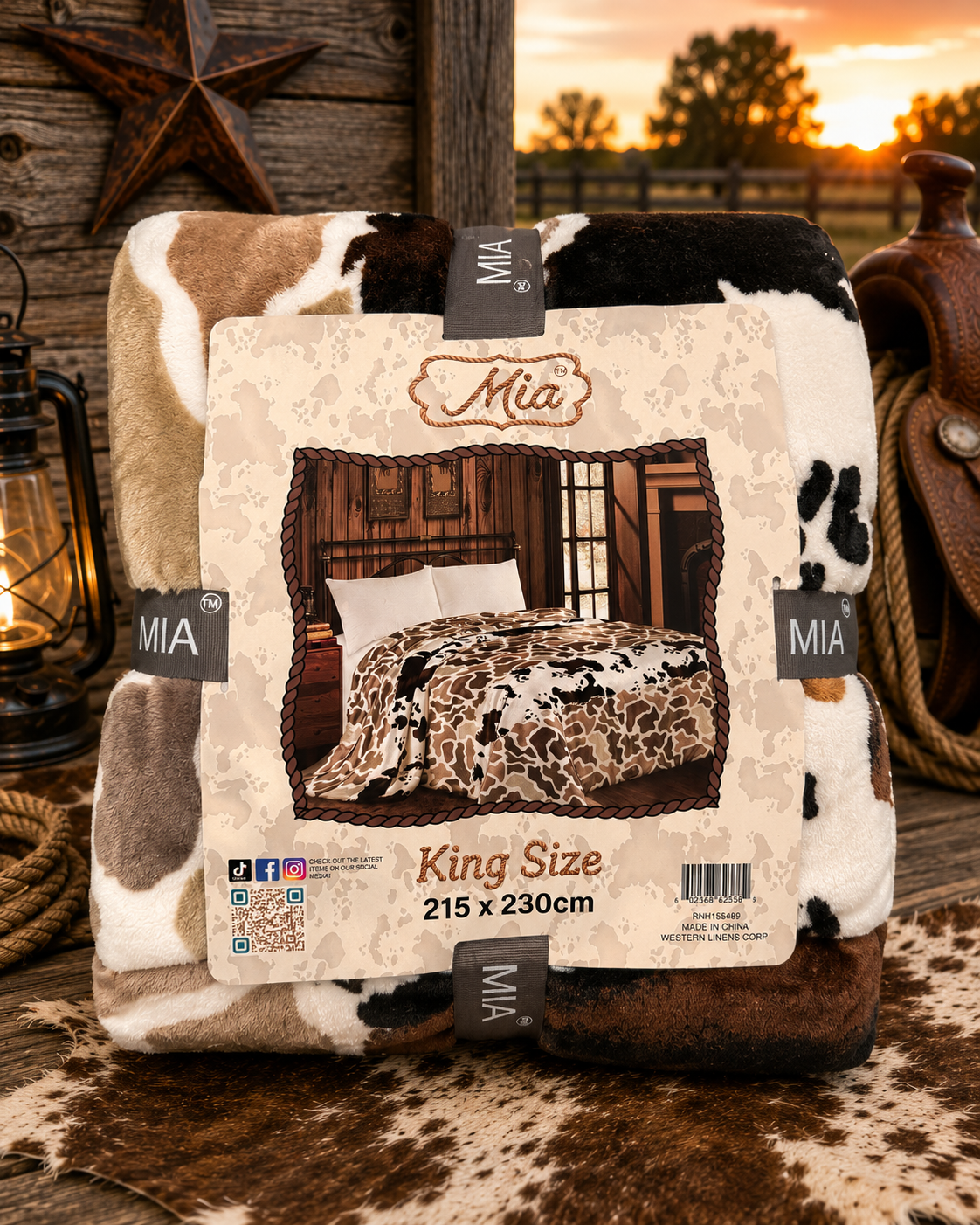 Mia camo/cow print blanket/comforter King Size