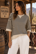 Very J Black and Cream striped top