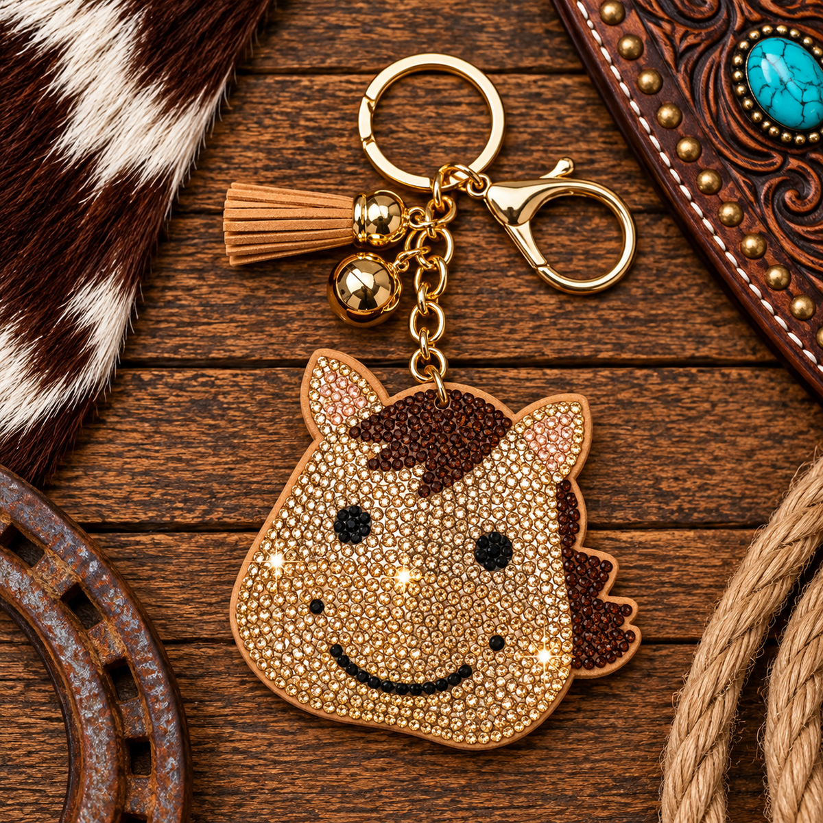 Rhinestone horse keychain