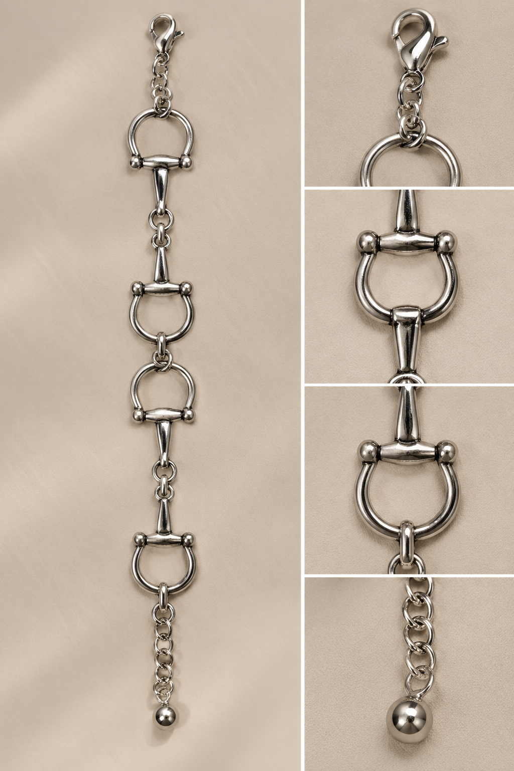 Silver bit bracelet large