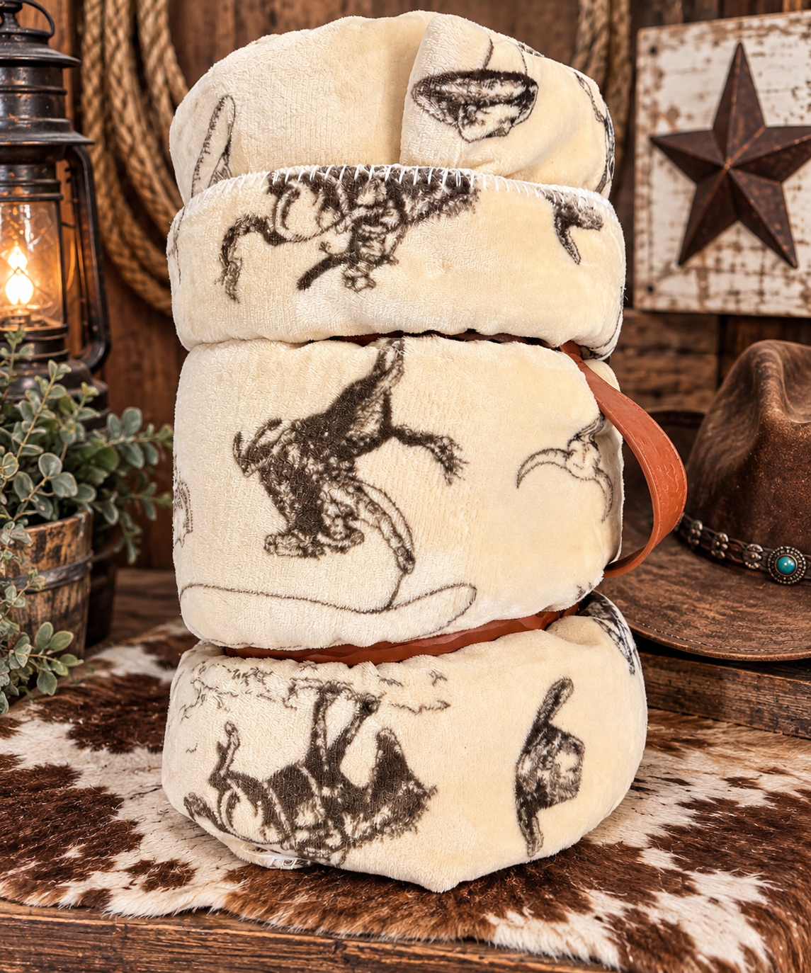 Mia Sherpa Lined Queen Cowboy blanket