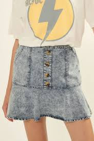 Promesa Waylon acid wash denim button-front mini skirt