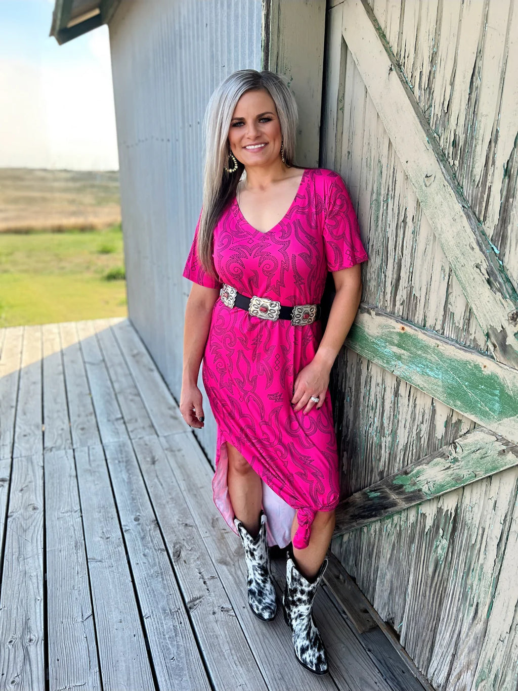 Sterling Kreek “Cowgirls like Us” maxi Dress-pink