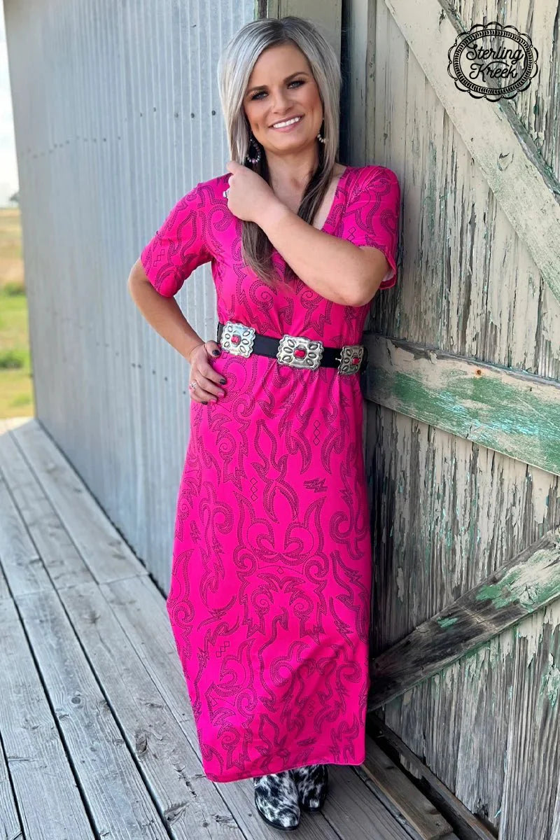 Sterling Kreek “Cowgirls like Us” maxi Dress-pink