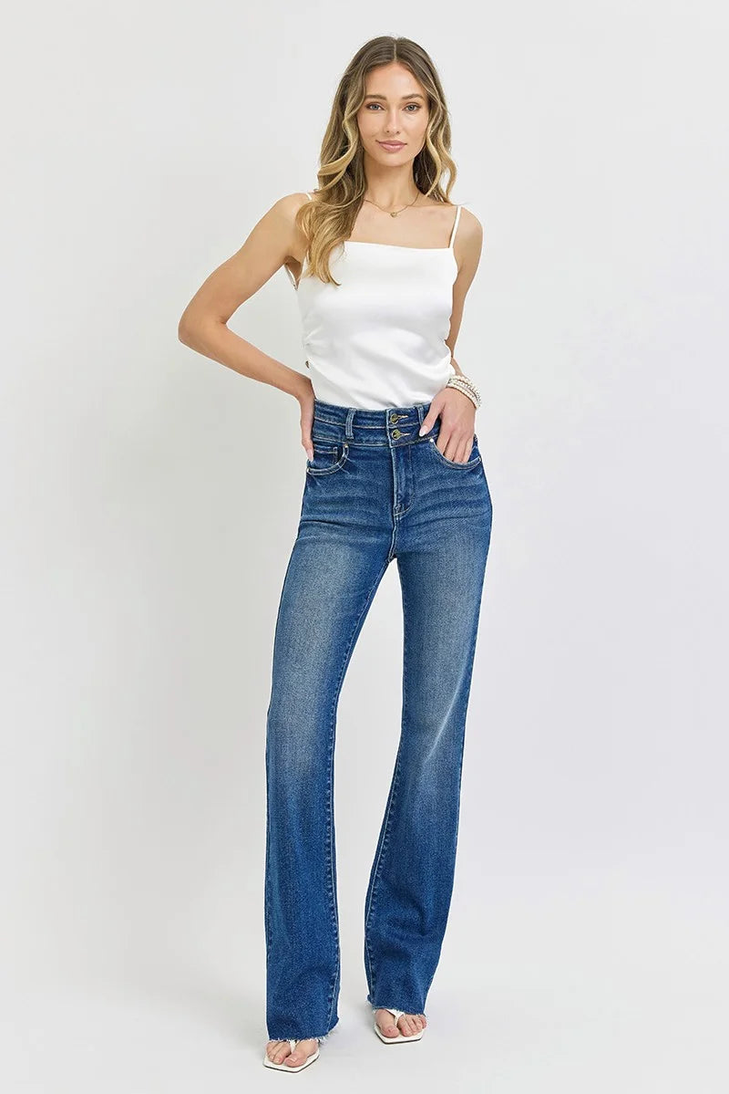 RISEN JENNA LUXE HIGH RISE DOUBLE WAISTBAND BOOT CUT