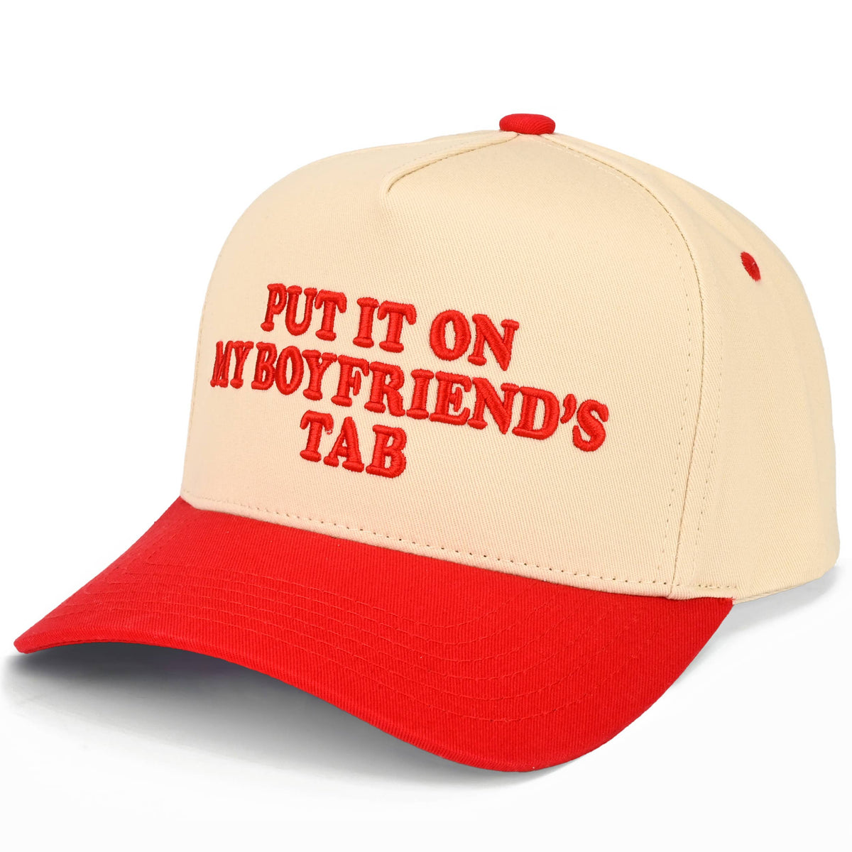 Hana - C.C PUT IT ON MY BOYFRIEND'S TAB Letter Two Tone Trucker Hat