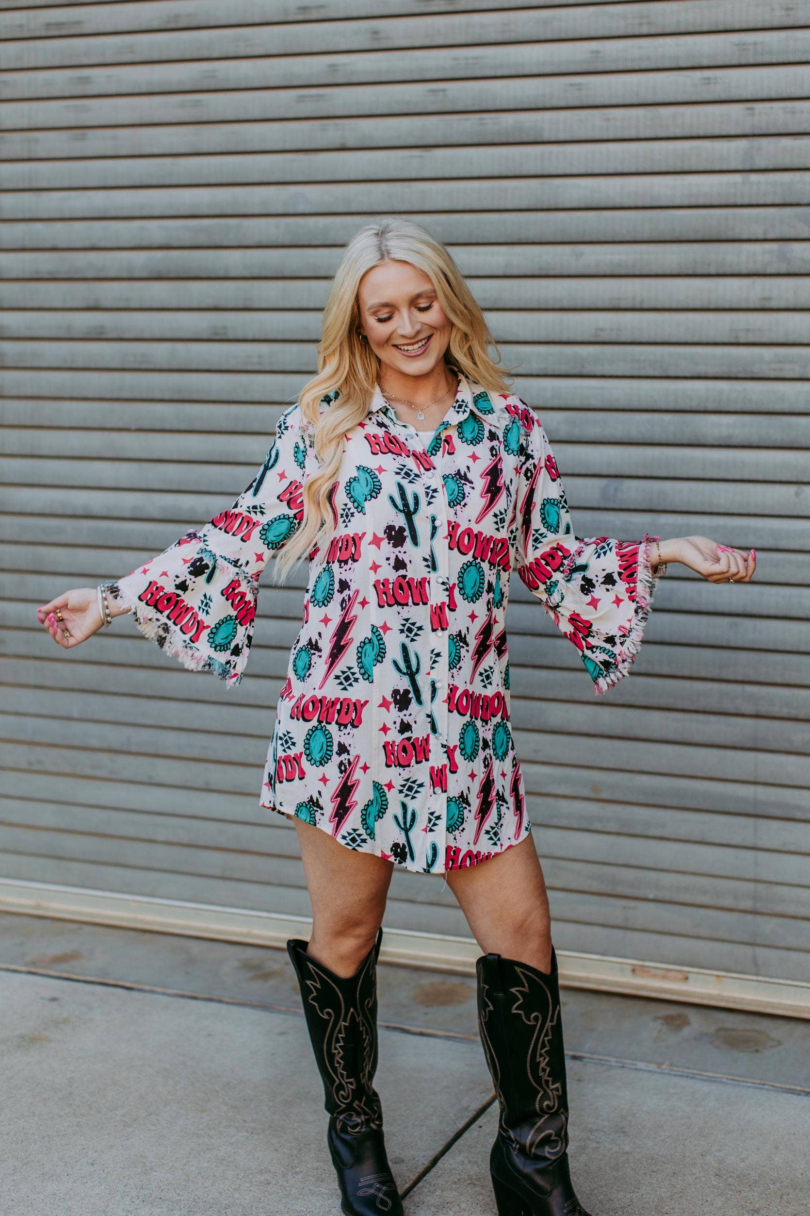 TZ92 Howdy Button Up Tunic: Cream / L