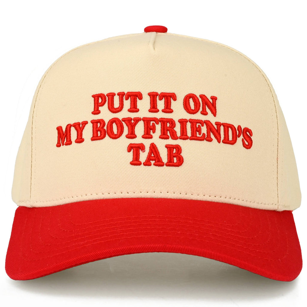Hana - C.C PUT IT ON MY BOYFRIEND'S TAB Letter Two Tone Trucker Hat