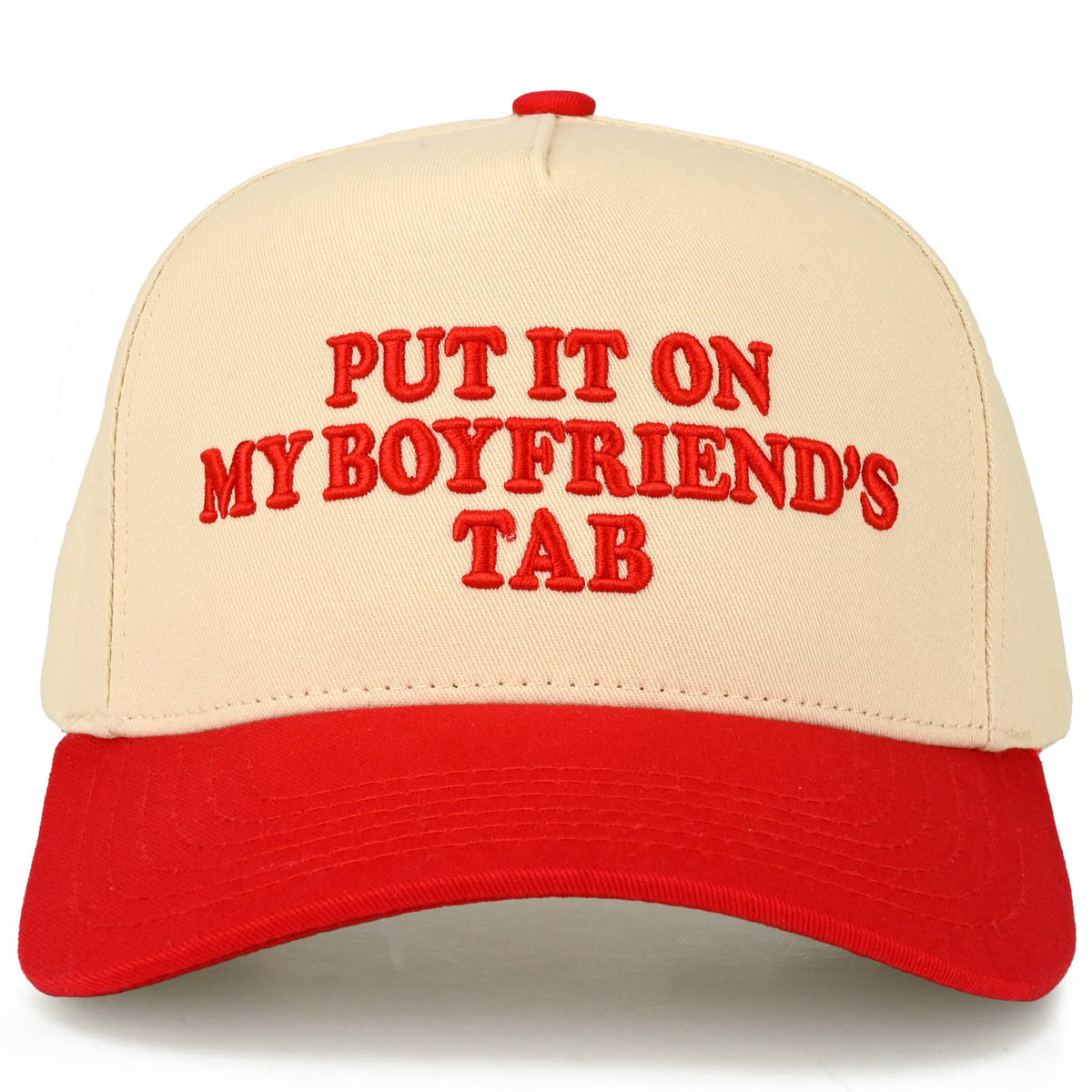 Hana - C.C PUT IT ON MY BOYFRIEND'S TAB Letter Two Tone Trucker Hat