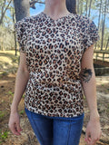 Leopard Print Ruffled Sleeve Blouse: Leopard