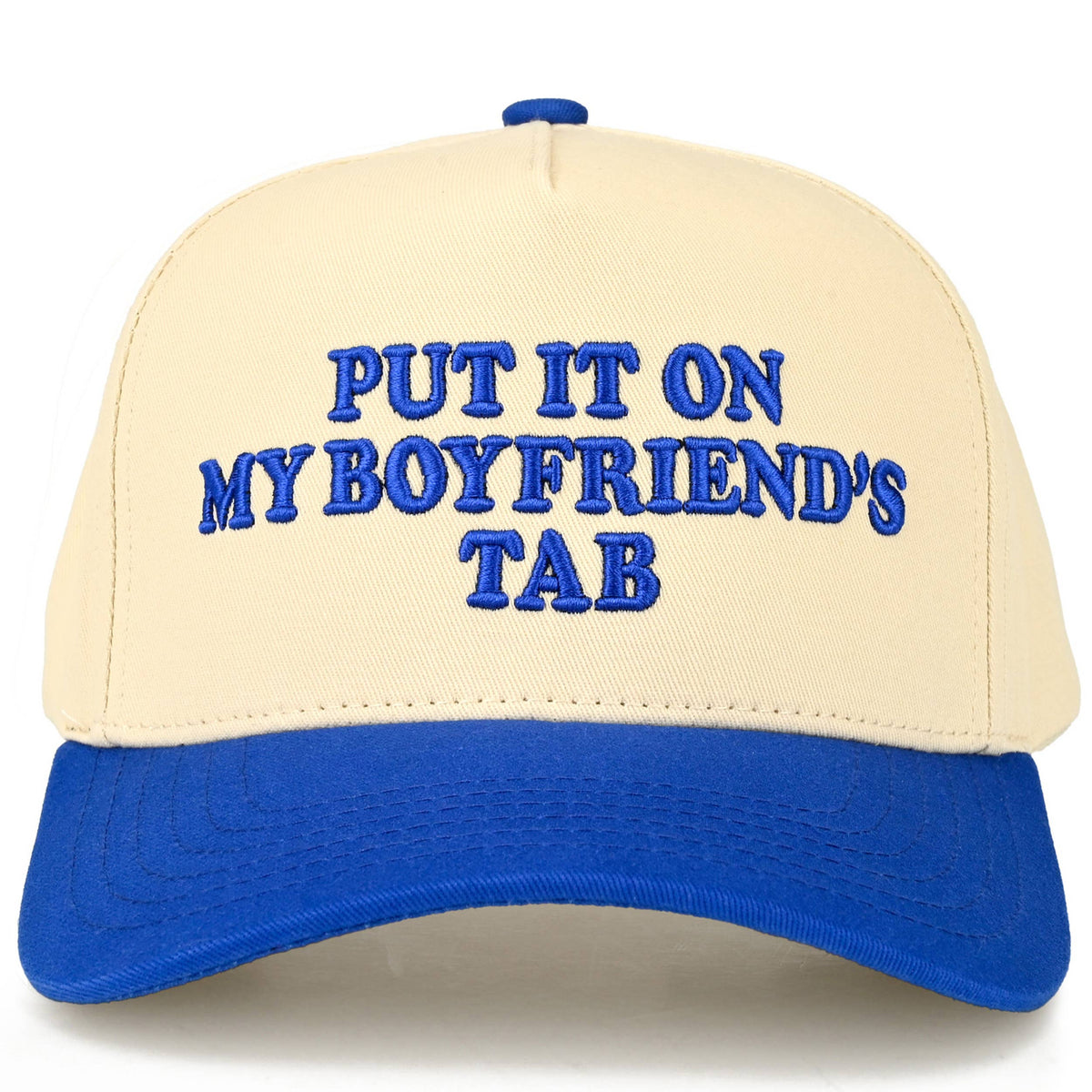 Hana - C.C PUT IT ON MY BOYFRIEND'S TAB Letter Two Tone Trucker Hat