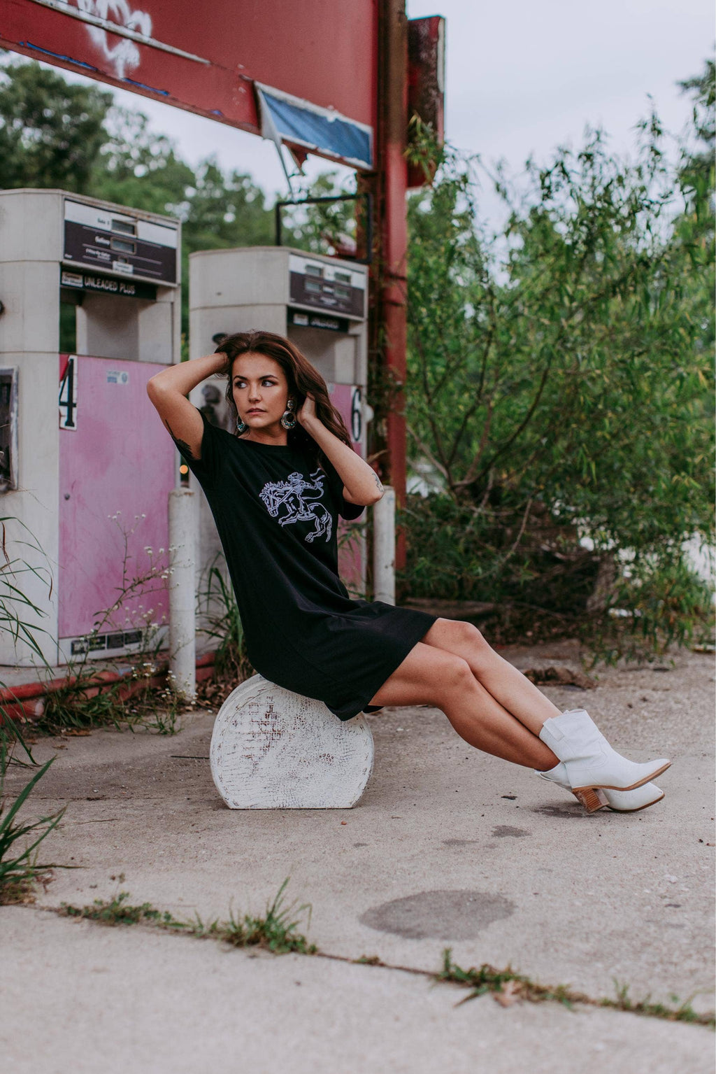 Deadwood Sequin Embellished Tee Dress: Black