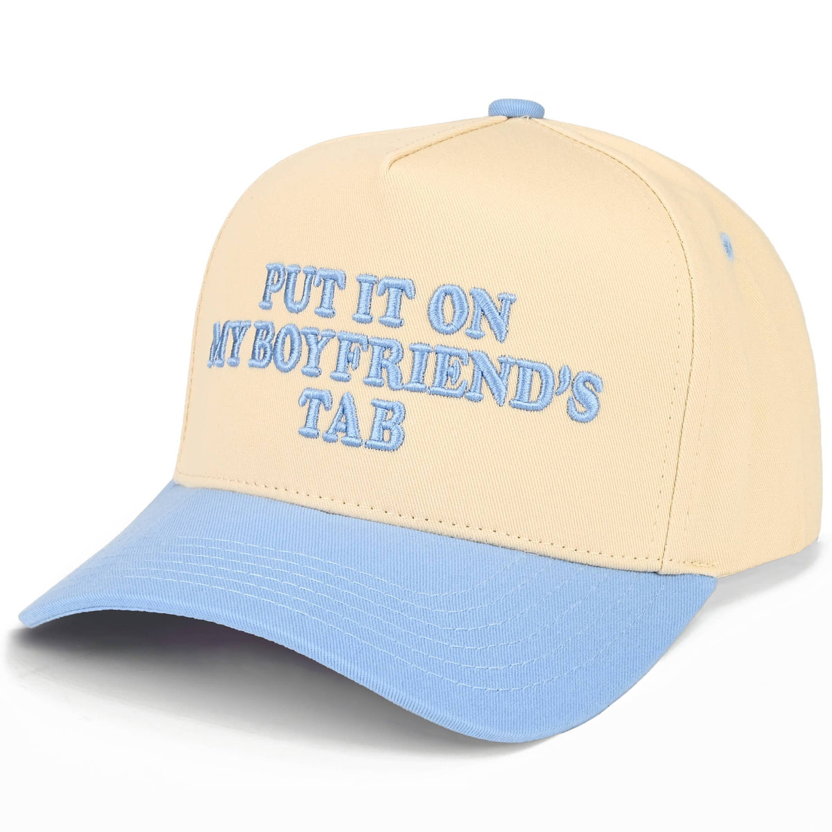 Hana - C.C PUT IT ON MY BOYFRIEND'S TAB Letter Two Tone Trucker Hat