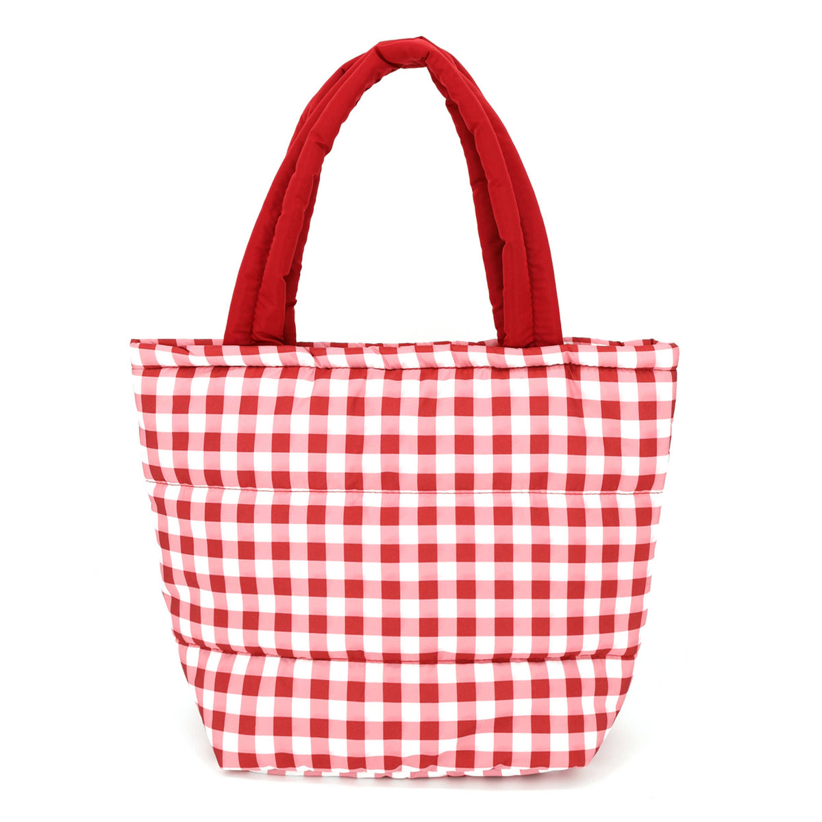 Hana - Gingham Check Pattern Quilted Puffer Tote Bag