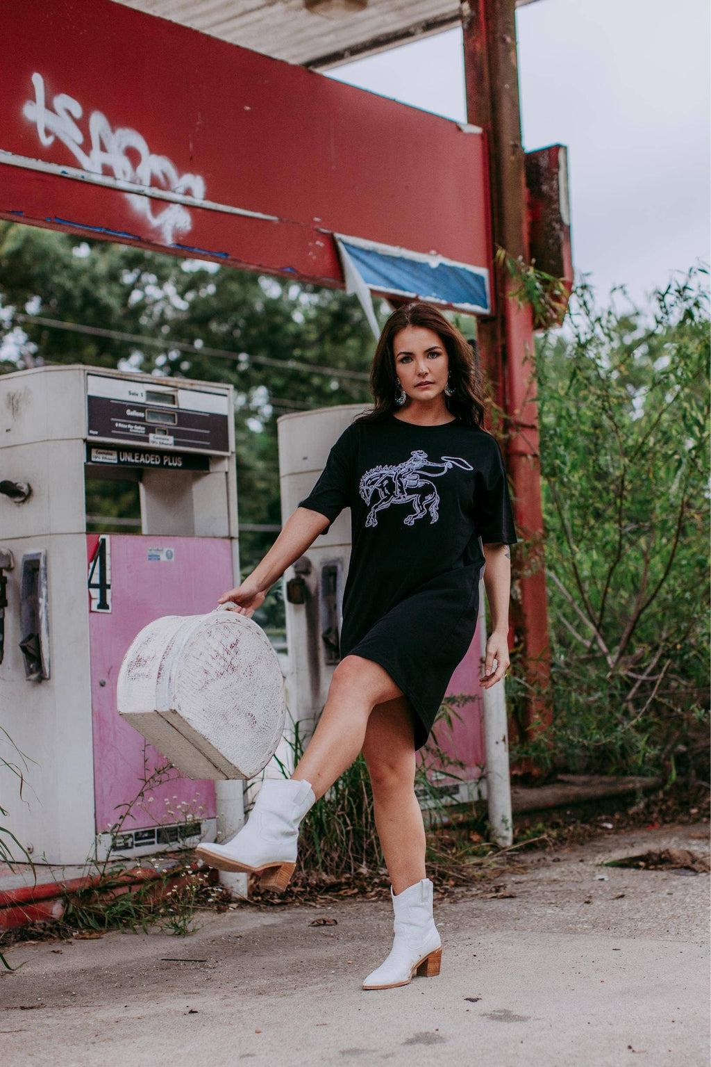 Deadwood Sequin Embellished Tee Dress: Black